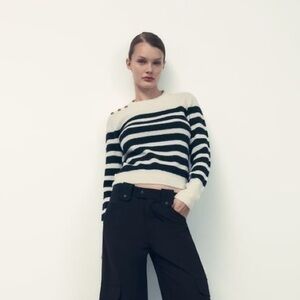 Zara Striped Wool-blend Sweater
